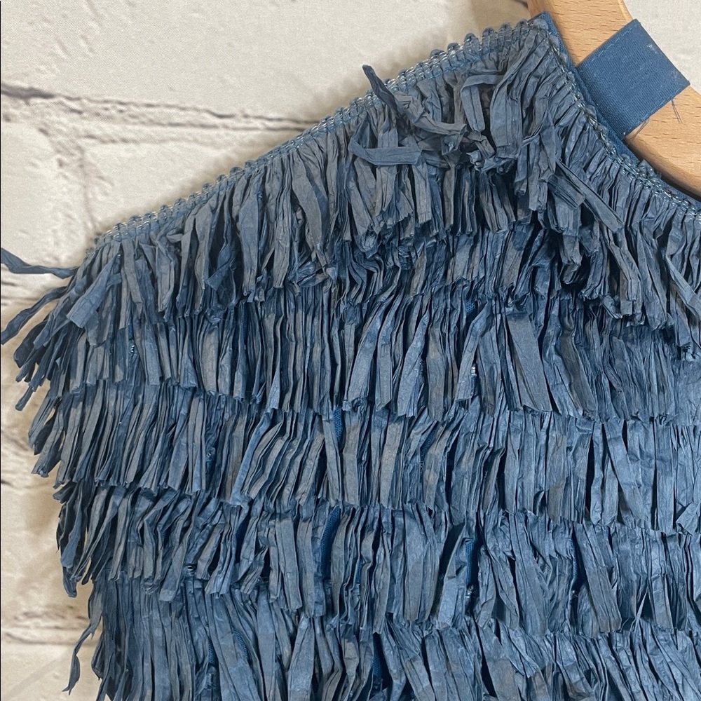 Antik Kraft Blue Fringe Handbag with Wooden Handle Brand New W/Tags - Picture 3 of 10